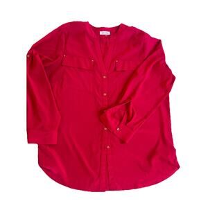 Calvin Klein Button Down Women’s 0x Magenta Curvy Workwear
